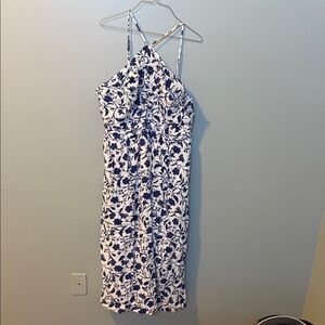 Navy Floral Women's Midi Dress